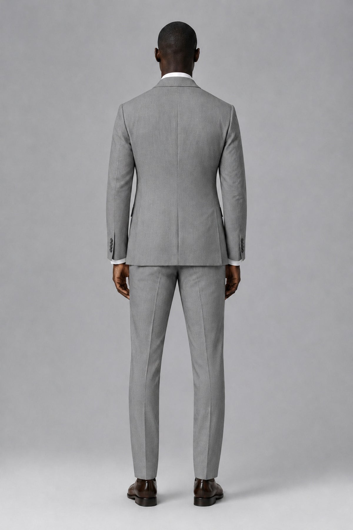 Men's Gray Two-Piece Notch Lapel Suit - Gray - Gray_3