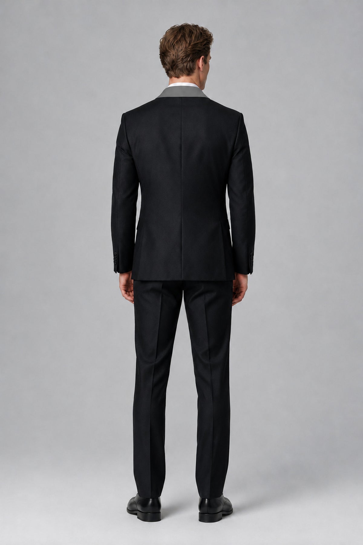 Bolodoo Men's Gray 3-Piece Shawl Lapel Tuxedo Suit - Gray - Gray_3