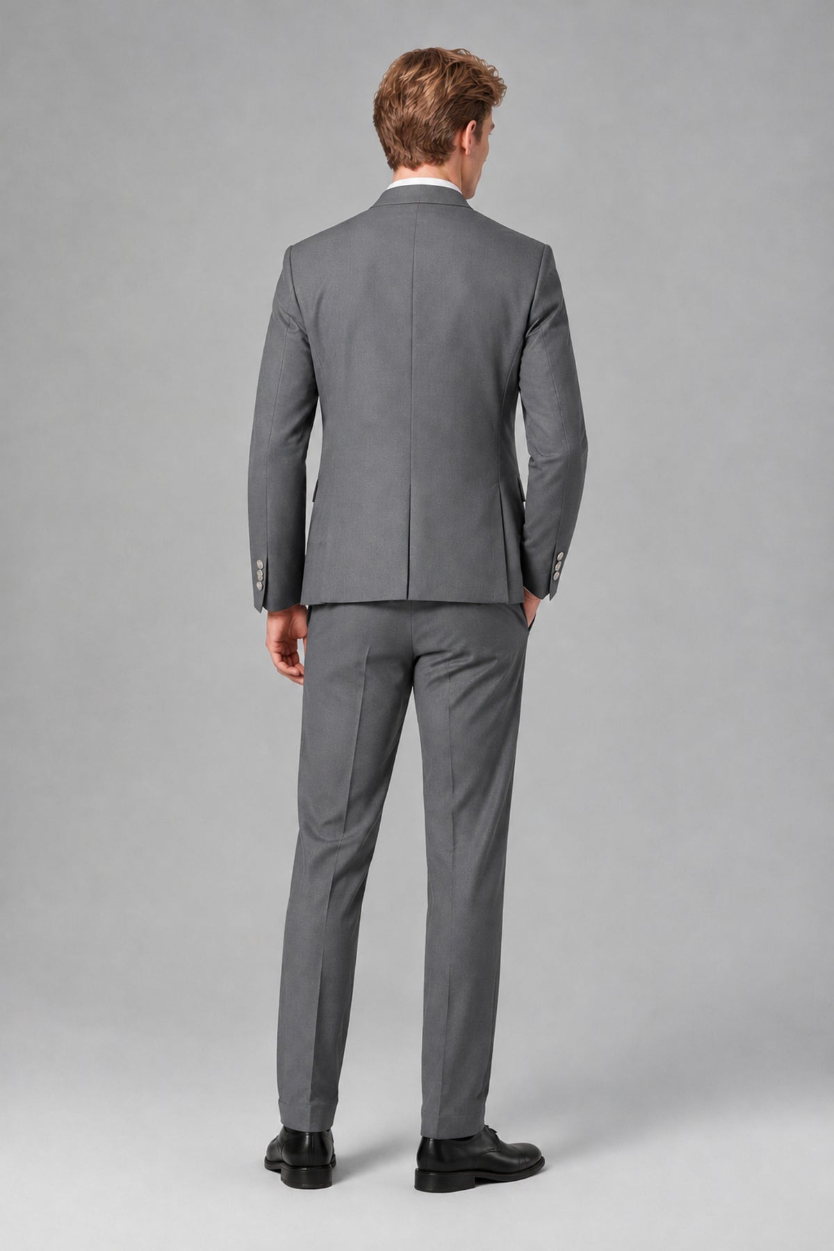 Bolodoo Men's Gray Mandarin Collar 3-Piece Suit – Jacket, Vest & Trousers - Gray - Gray_3