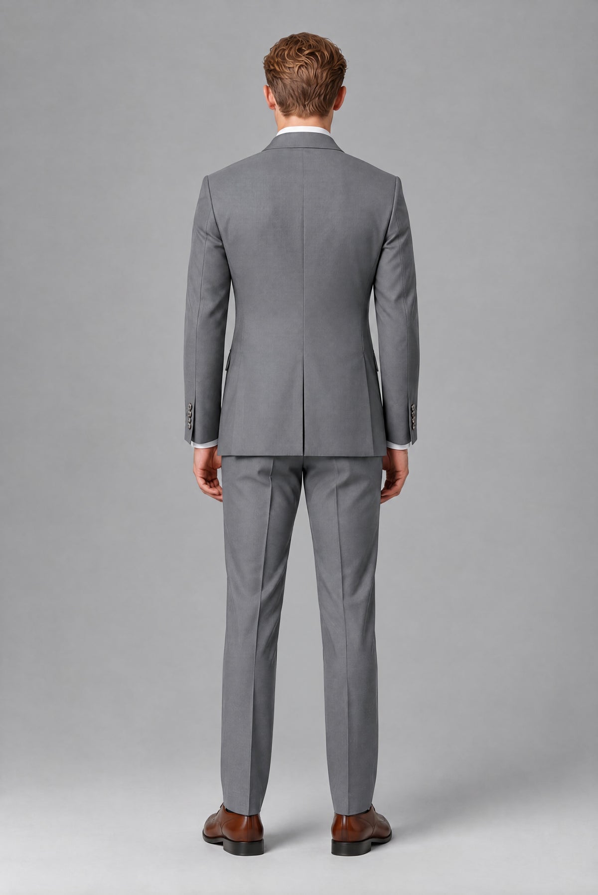 Bolodoo Men's Gray Double-Breasted 2-Piece Wedding Suit - Gray - Gray_3