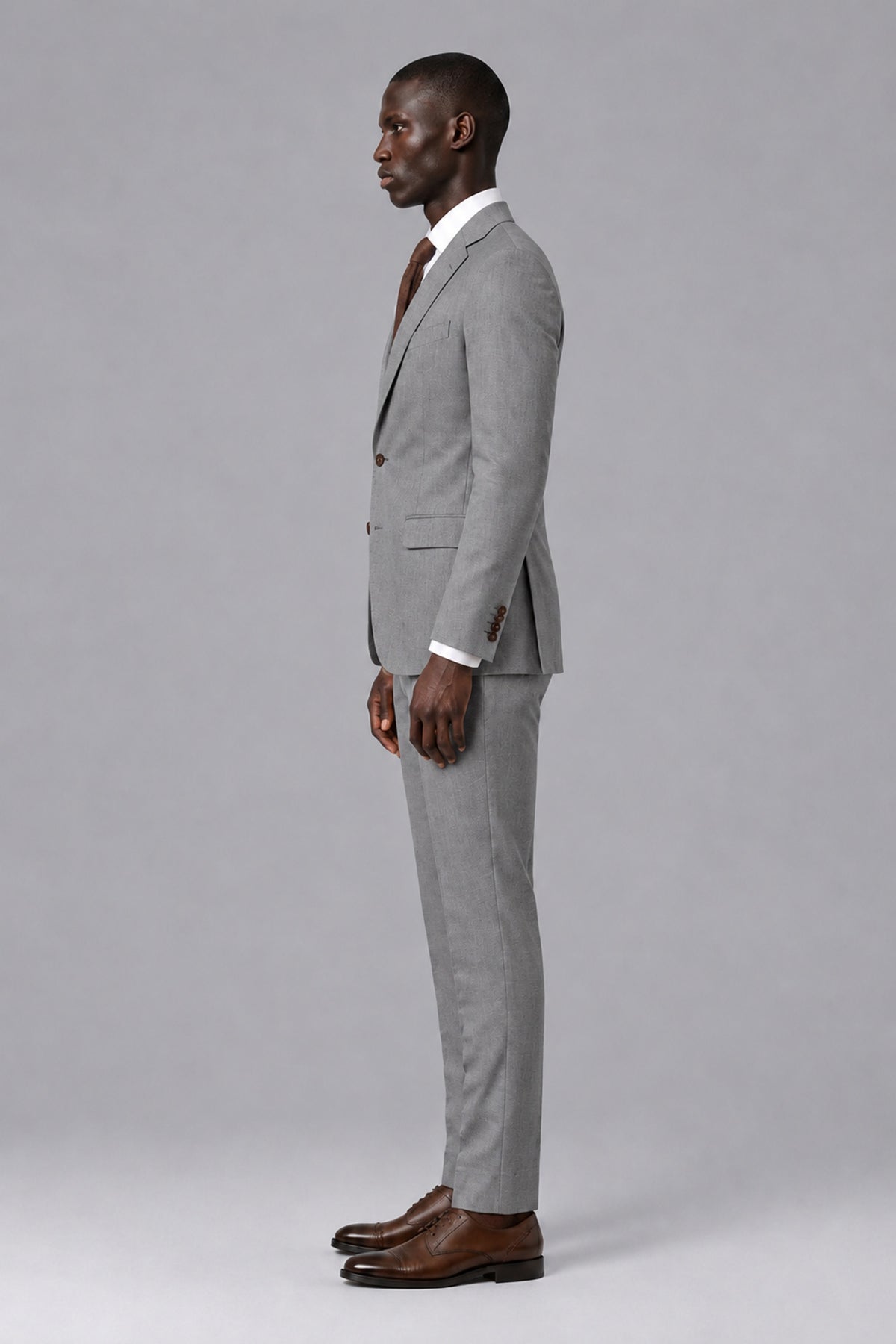 Men's Gray Two-Piece Notch Lapel Suit - Gray - Gray_4