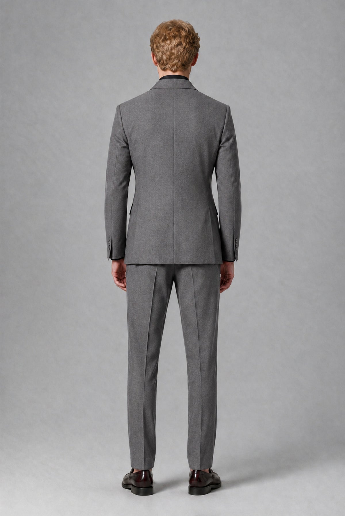 BOLODOO Men's Gray Double-Breasted Two-Piece Suit – Jacket & Trousers - Gray