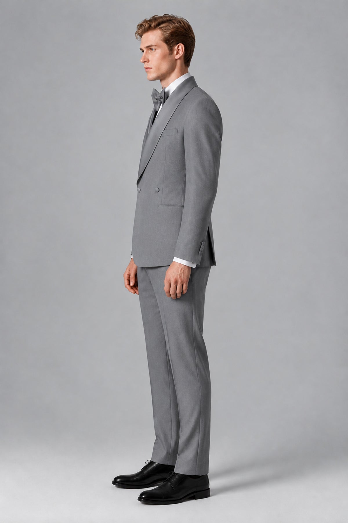 Bolodoo Men's Gray Shawl Lapel 2-Piece Tuxedo Suit – Jacket & Trousers - Gray - Gray (2)