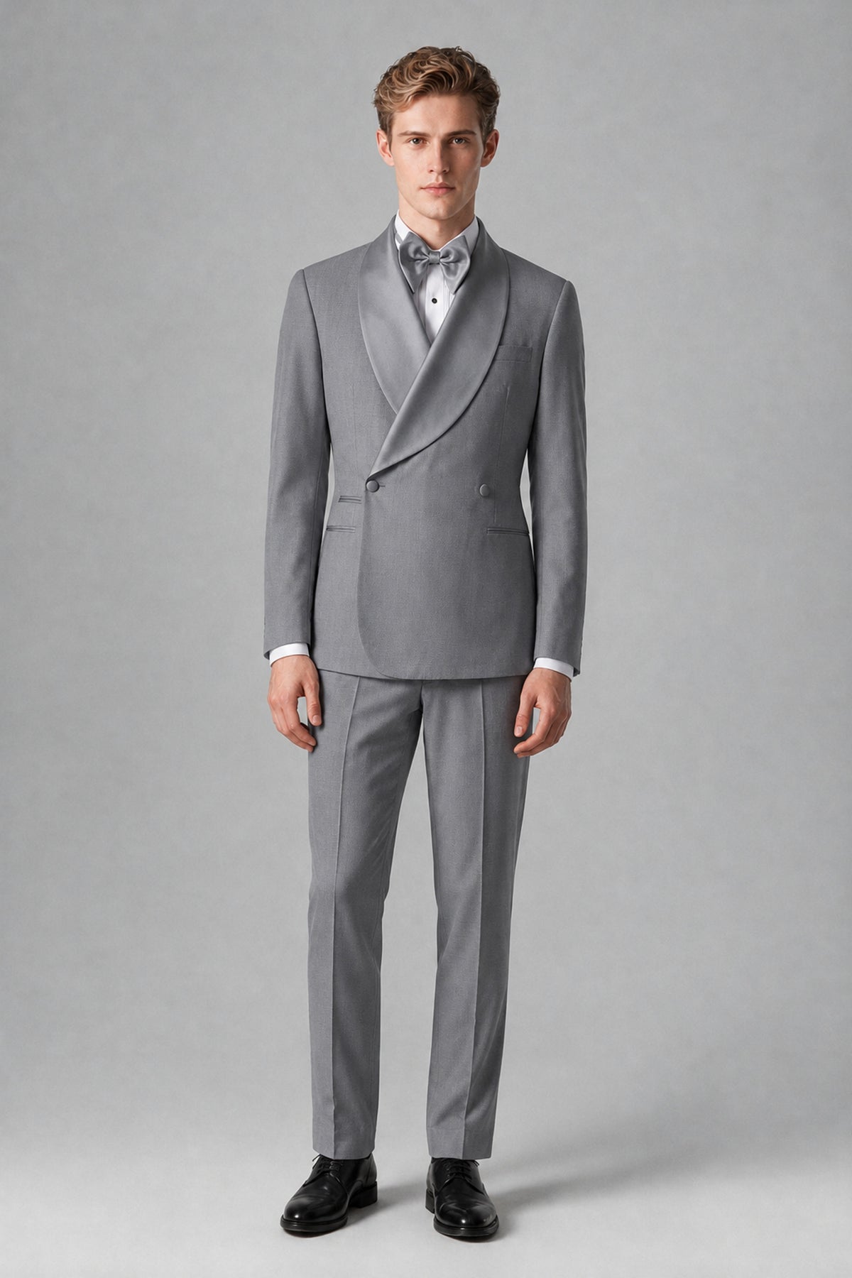 Bolodoo Men's Gray Shawl Lapel 2-Piece Tuxedo Suit – Jacket & Trousers - Gray - Gray (3)