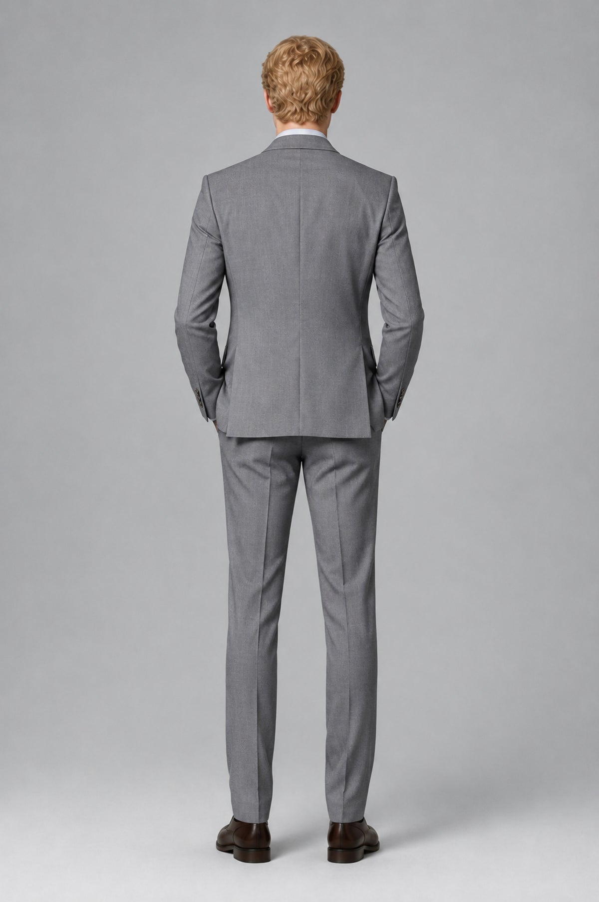Bolodoo Men's Gray Two-Piece Suit with Notch-Lapel Jacket and Trousers - Gray - Gray (5)