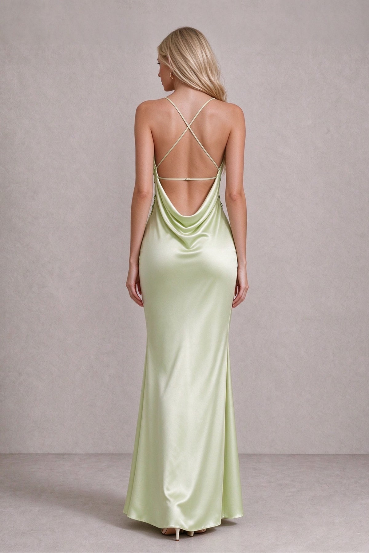 BOLODOO Green Orchid Floral Open-Back High-Slit Evening Dress - Green - Green (2)