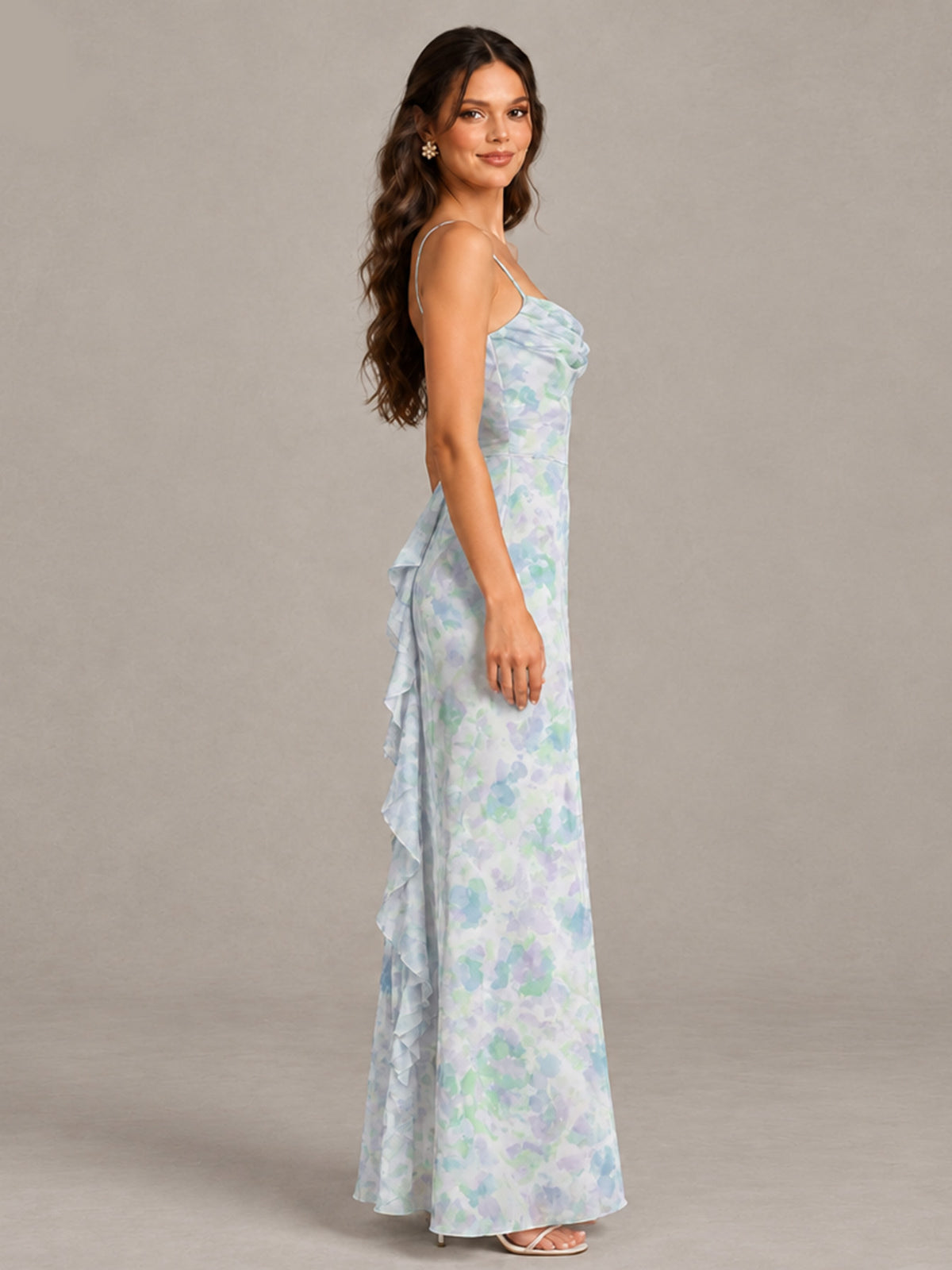 Green Floral Bridesmaid Dress with Crisscross Open Back - Green - Green (3)