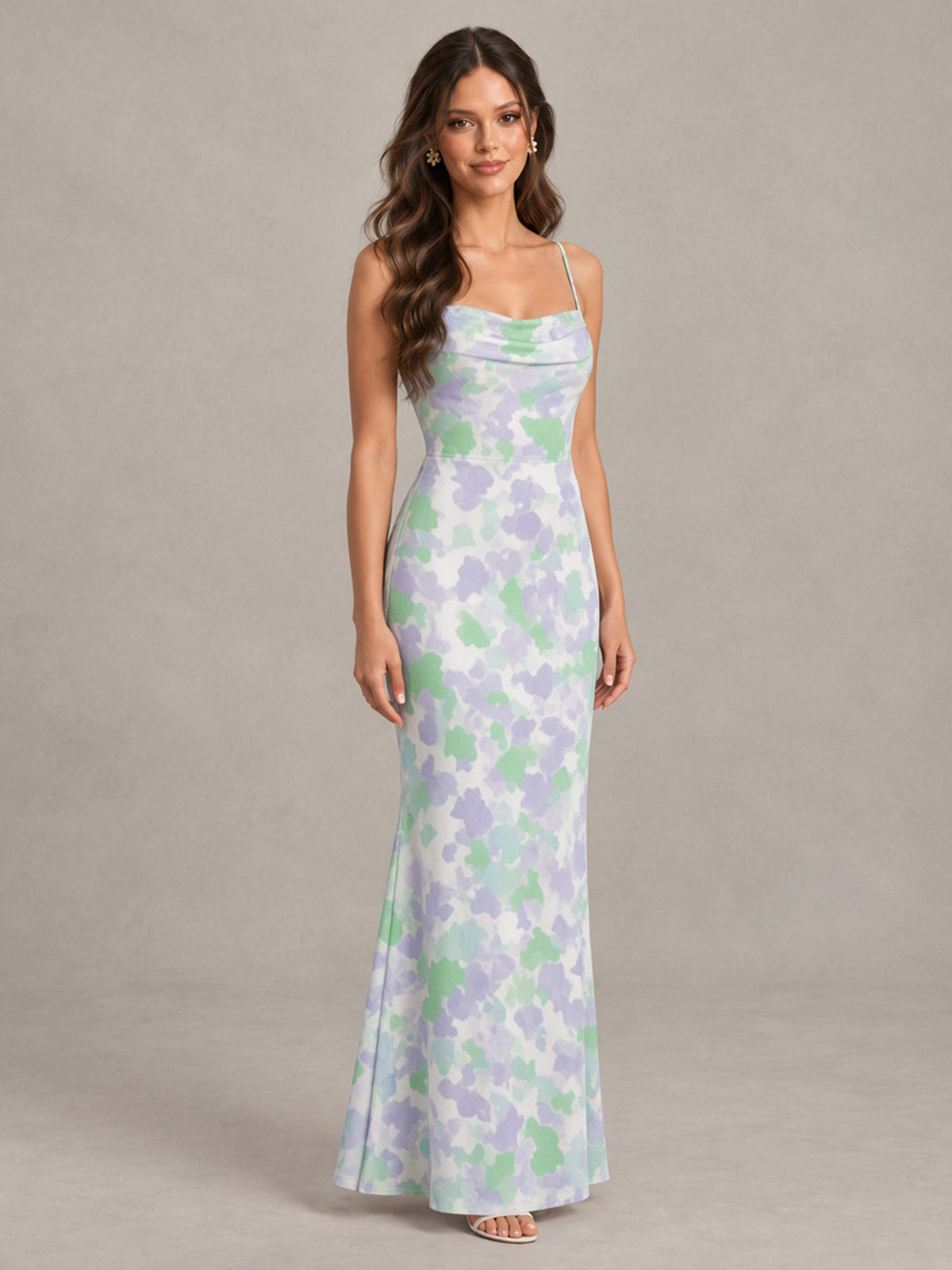 Green Floral Bridesmaid Dress with Crisscross Open Back - Green - Green (4)