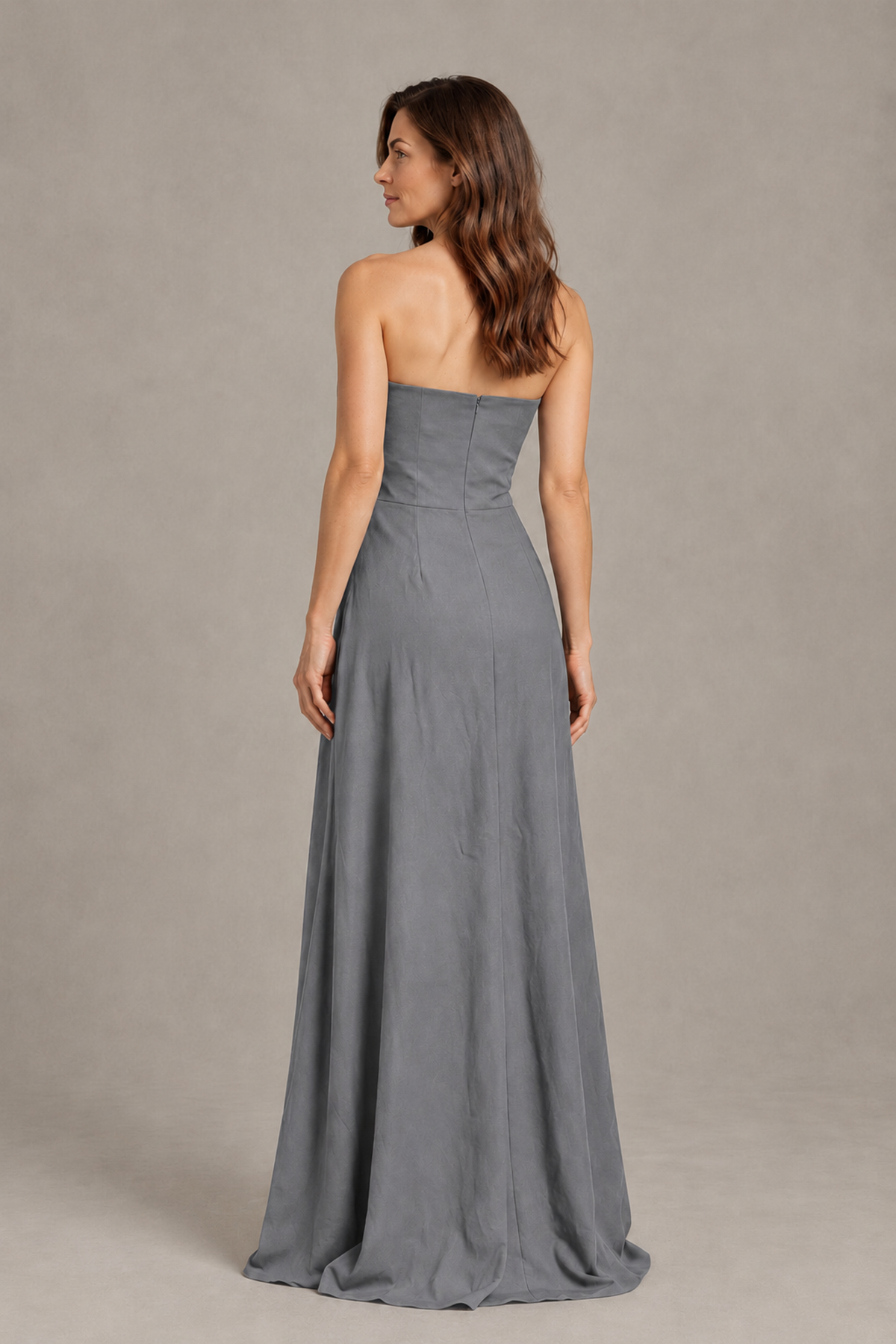 BOLODOO Grey Strapless Floral Mother of the Bride Gown - Grey - Grey_02