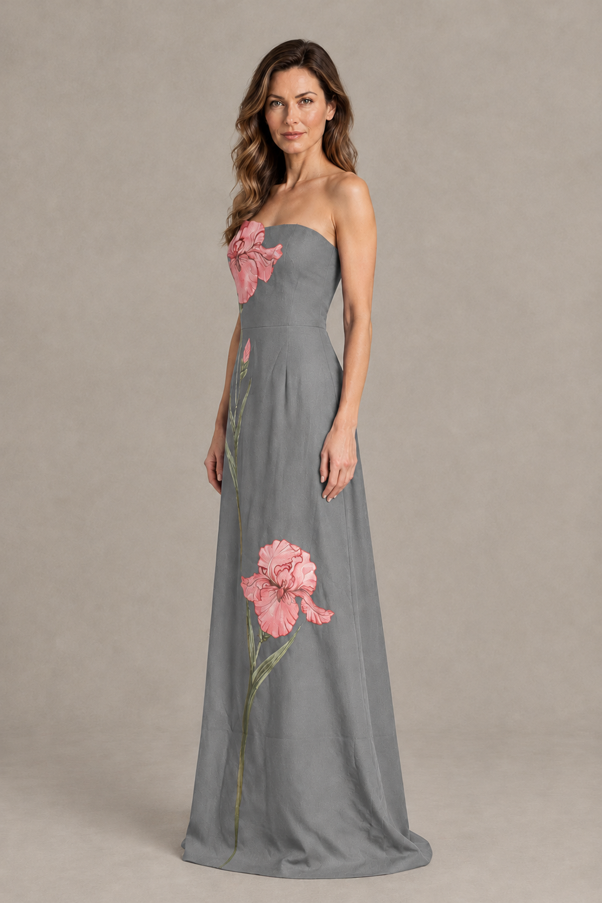 BOLODOO Grey Strapless Floral Mother of the Bride Gown - Grey - Grey_03