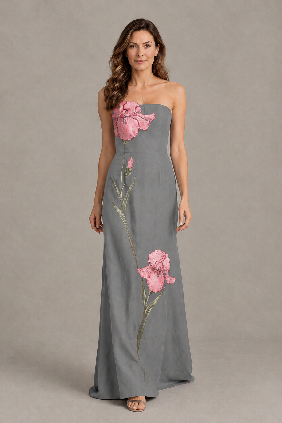 BOLODOO Grey Strapless Floral Mother of the Bride Gown - Grey - Grey_04