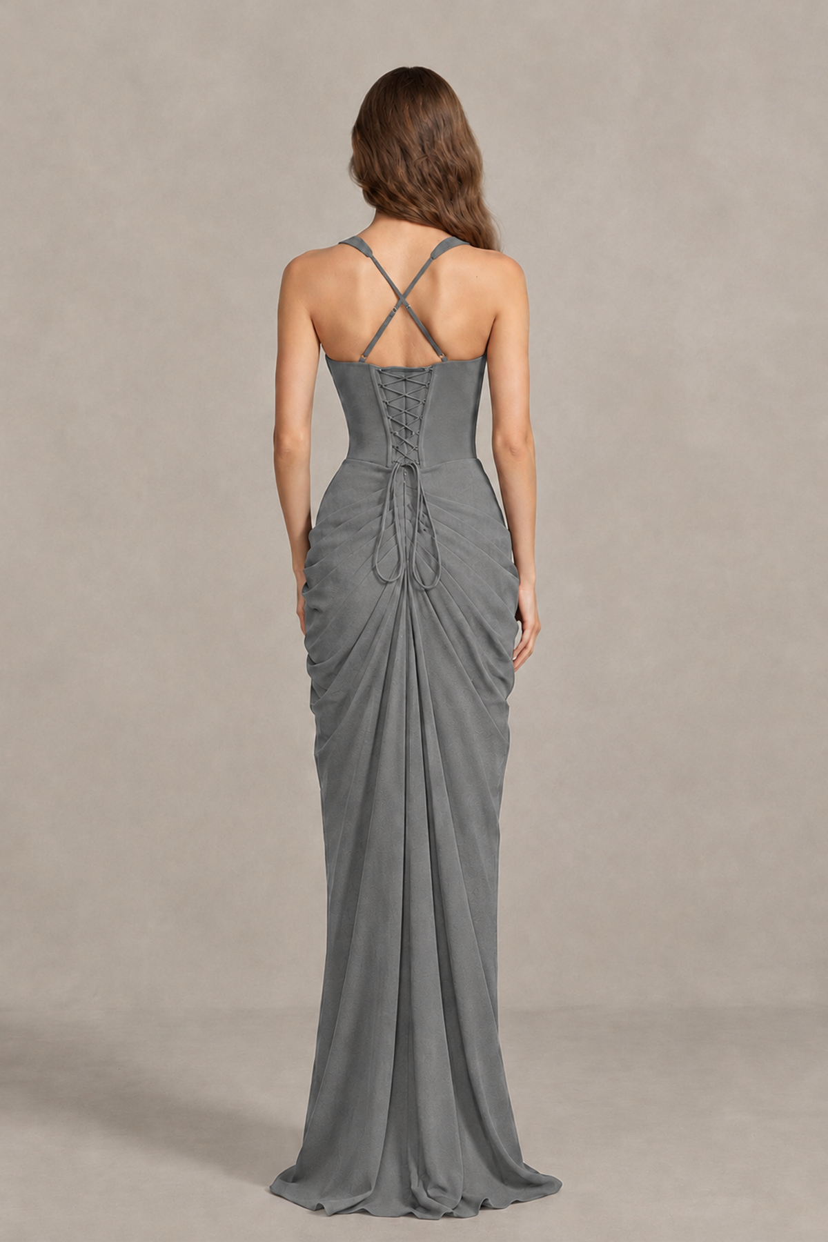 BOLODOO Grey Sweetheart Maxi Dress with High Slit - Grey - Grey_2