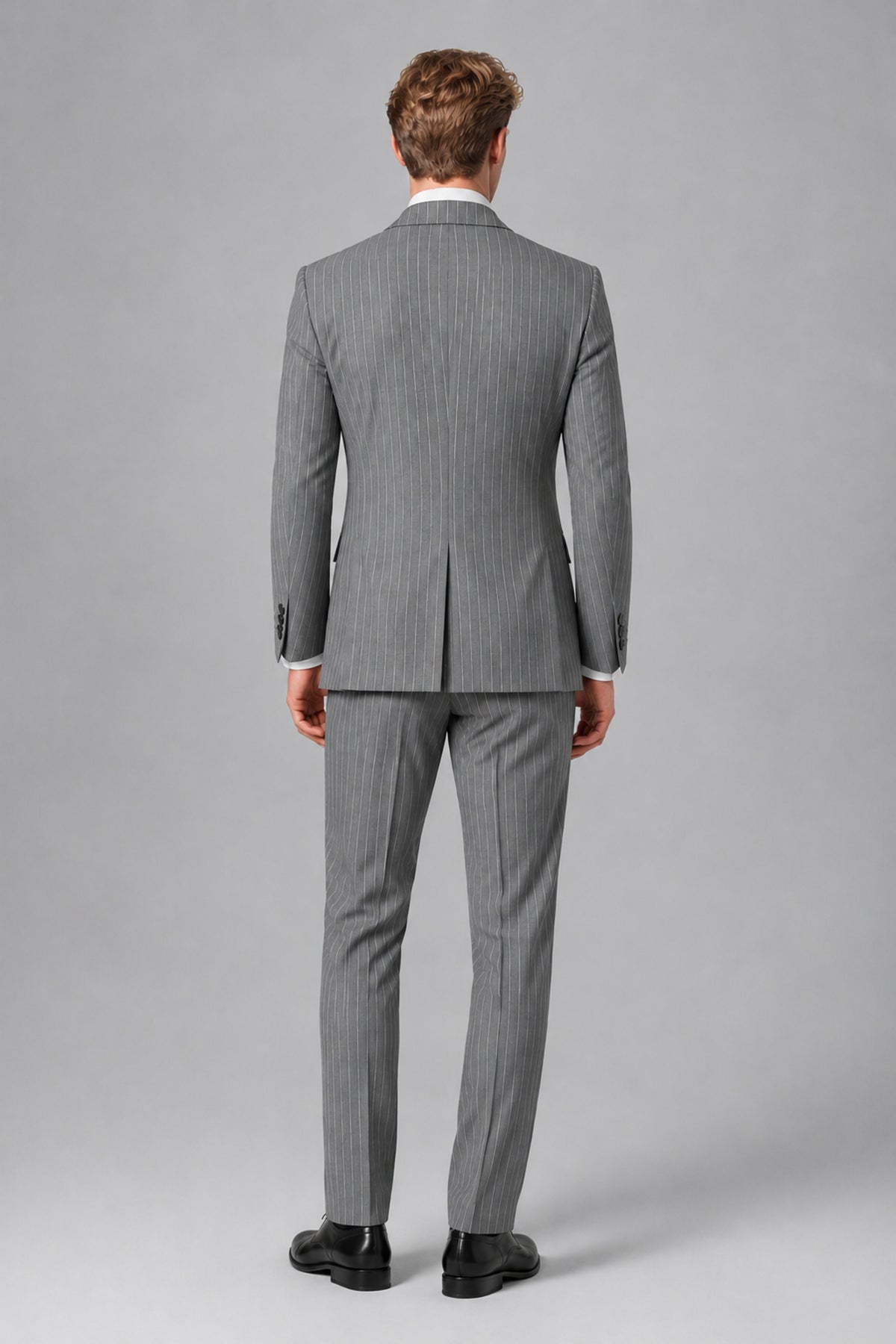 Bolodoo Men's Grey Pinstripe 3-Piece Suit – Jacket, Vest & Trousers - Grey - Grey_3
