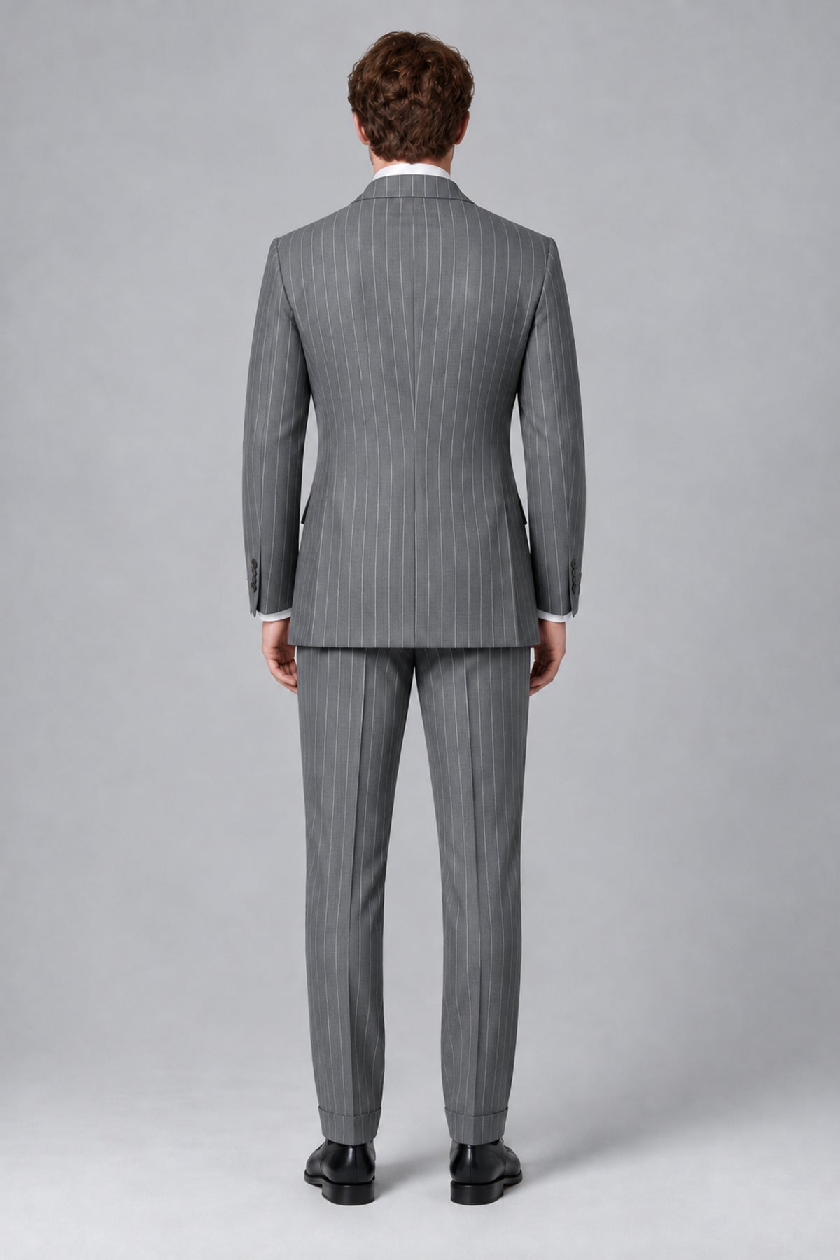 Bolodoo Men's Grey Pinstripe Double-Breasted 2-Piece Suit – Jacket & Trousers - Grey - Grey (2)