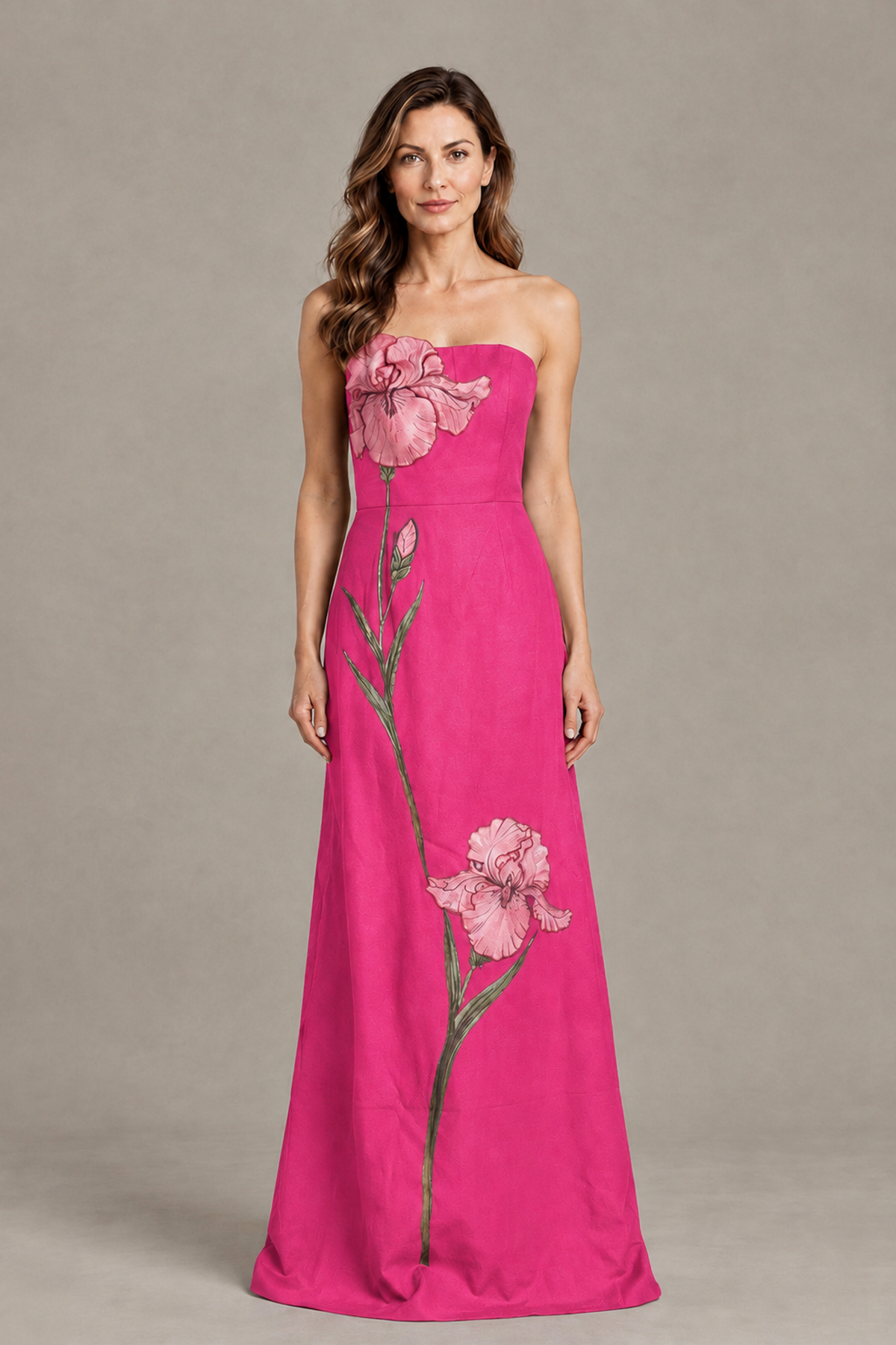 BOLODOO Hot Pink Strapless Floral Mother of the Bride Gown - Hot Pink - Hot Pink_01