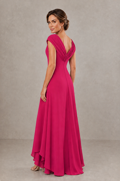 BOLODOO Hot Pink V-Neck High-Low Mother of the Bride Dress - Hot Pink - Hot Pink_02