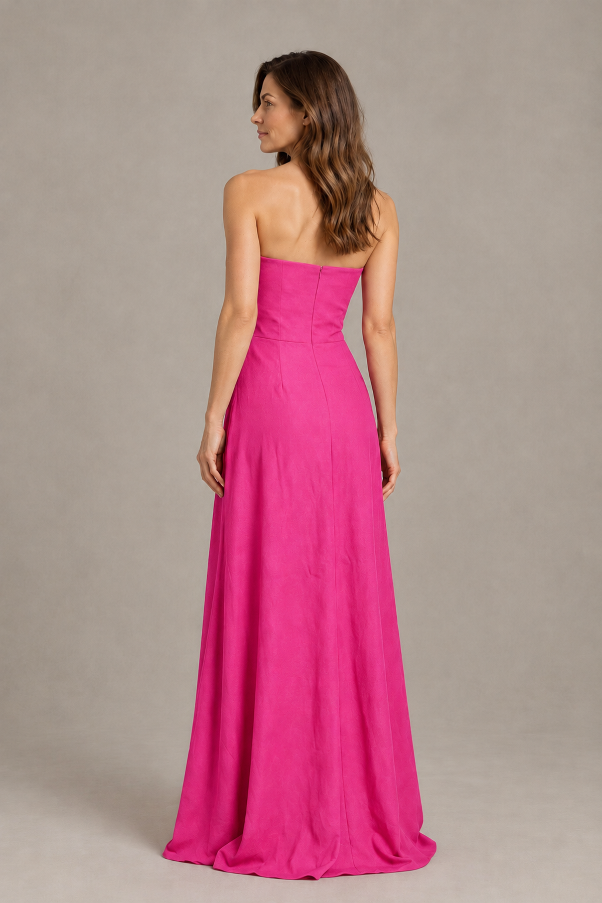BOLODOO Hot Pink Strapless Floral Mother of the Bride Gown - Hot Pink - Hot Pink_02