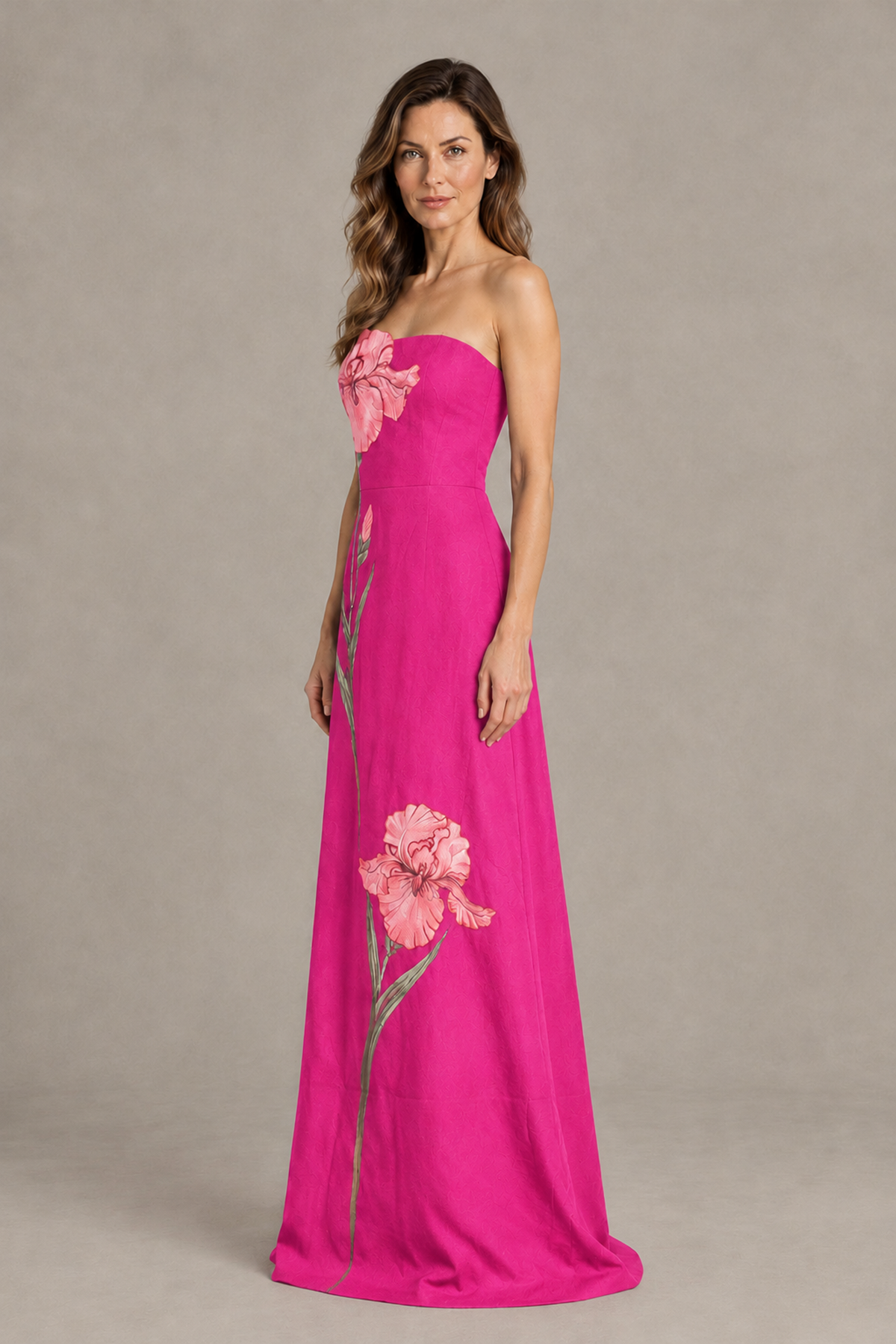 BOLODOO Hot Pink Strapless Floral Mother of the Bride Gown - Hot Pink - Hot Pink_03