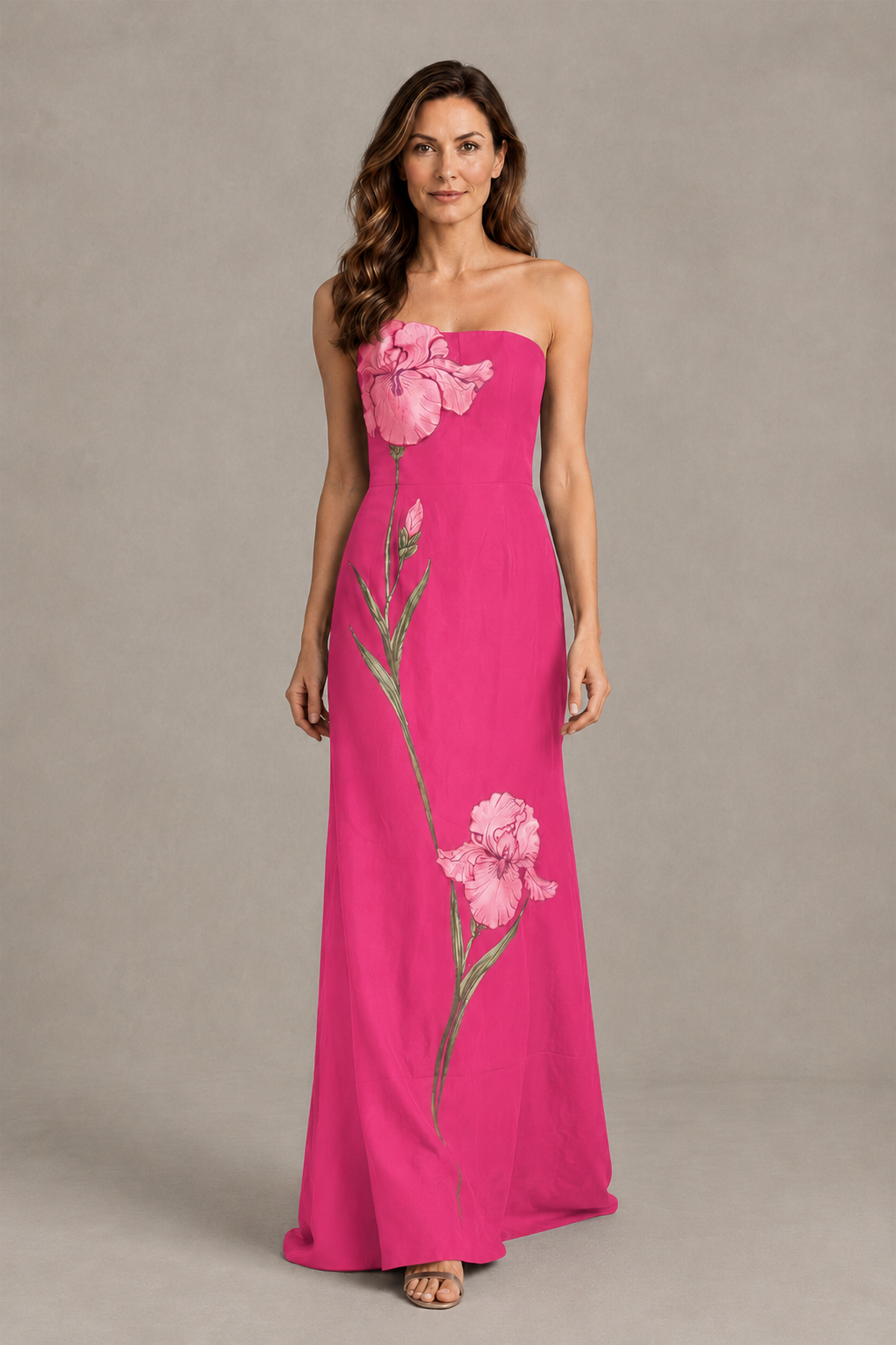 BOLODOO Hot Pink Strapless Floral Mother of the Bride Gown - Hot Pink - Hot Pink_04