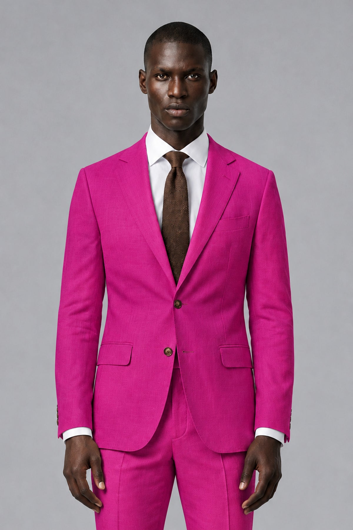 Men's Hot Pink Two-Piece Notch Lapel Suit - Hot Pink - Hot Pink_1
