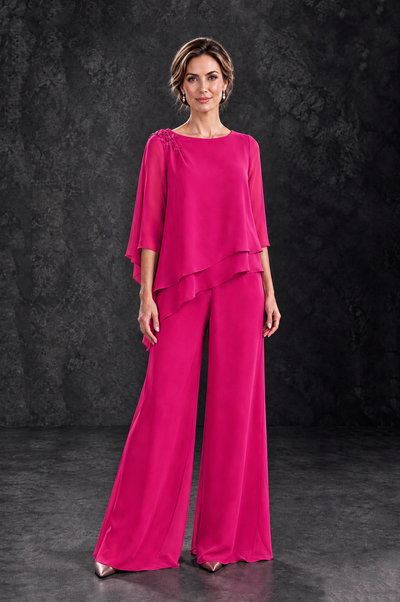 BOLODOO Hot Pink Layered Wide-Leg Mother of the Bride Pant Suit - Hot Pink - Hot Pink_1