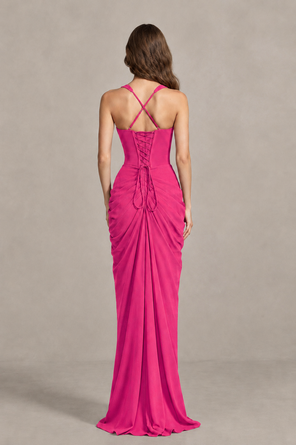 BOLODOO Hot Pink Sweetheart Maxi Dress with High Slit - Hot Pink - Hot_Pink_2