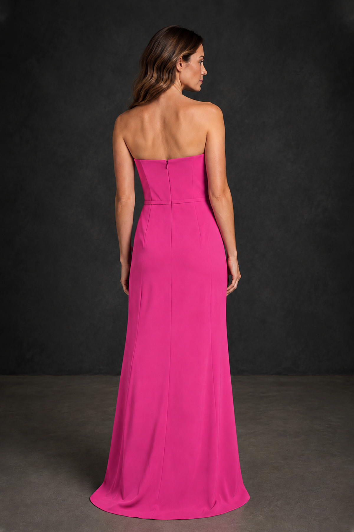BOLODOO Hot Pink Strapless Mother of the Bride Dress with Ruffle Detail - Hot Pink - Hot_Pink_2