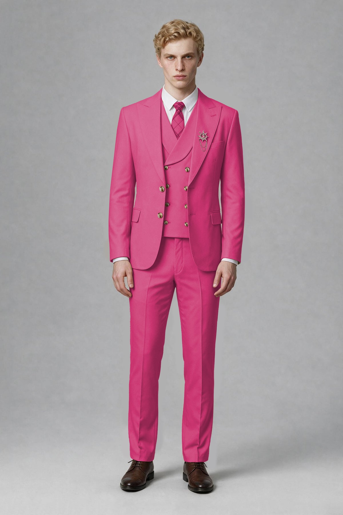 BOLODOO Men's Hot Pink Two-Piece Wedding Suit – Jacket & Trousers - Hot Pink