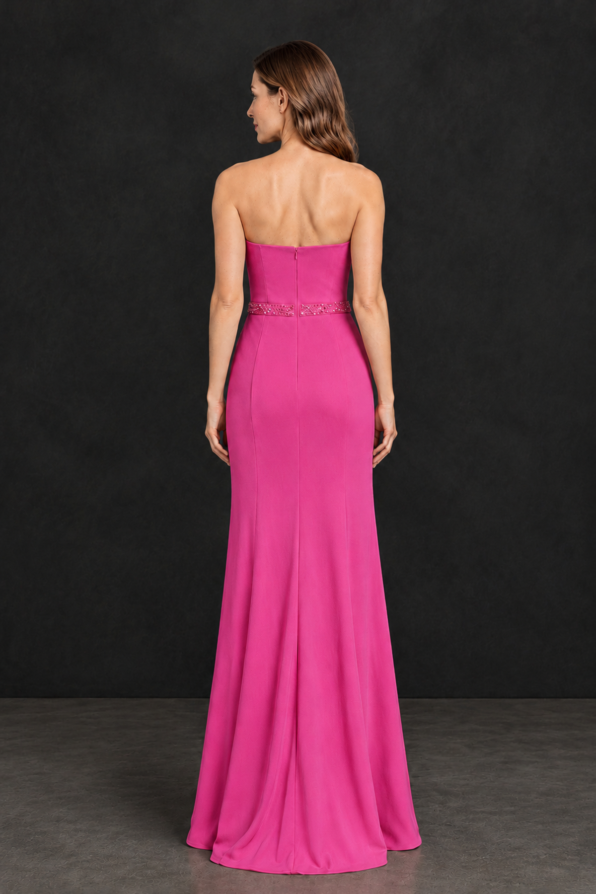 BOLODOO Hot Pink Strapless Mother of the Bride Dress with 3D Floral Appliques - Hot Pink - Hot_Pink_2