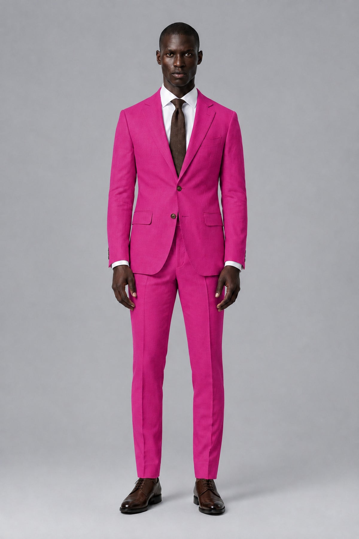 Men's Hot Pink Two-Piece Notch Lapel Suit - Hot Pink - Hot Pink_2