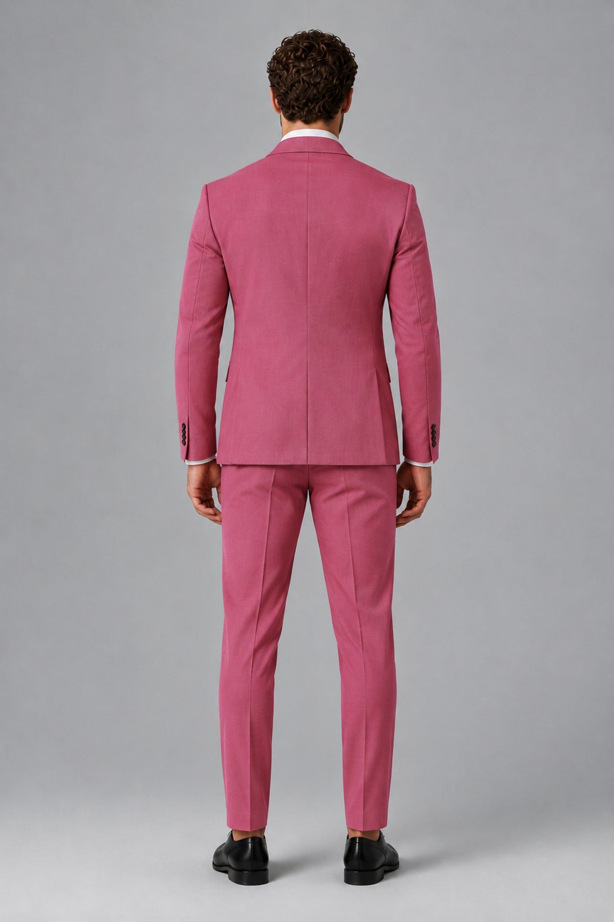 Bolodoo Men's Hot Pink Two-Piece Suit with Notch-Lapel Jacket & Trousers - Hot Pink - Hot_Pink_3