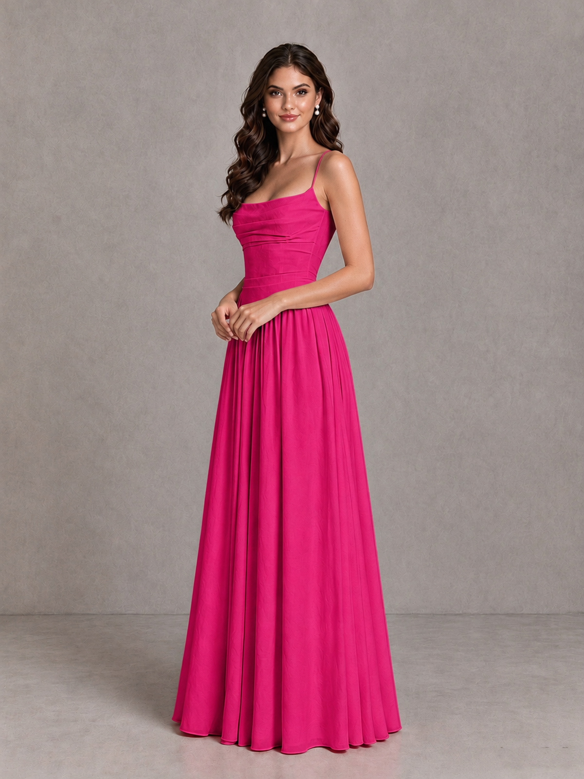 BOLODOO Hot Pink Lace-Up Back A-Line Bridesmaid Dress - Hot Pink - Hot Pink_3