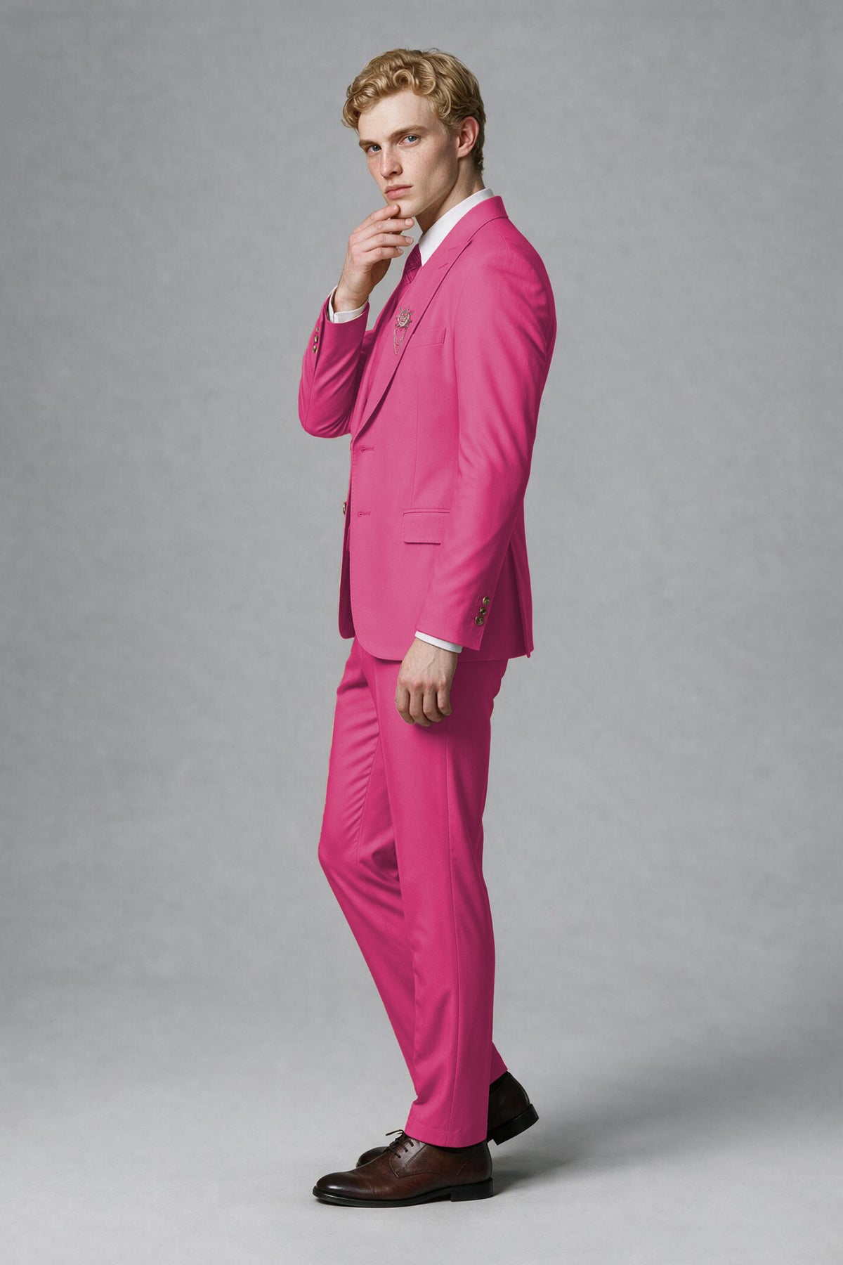 BOLODOO Men's Hot Pink Two-Piece Wedding Suit – Jacket & Trousers - Hot Pink
