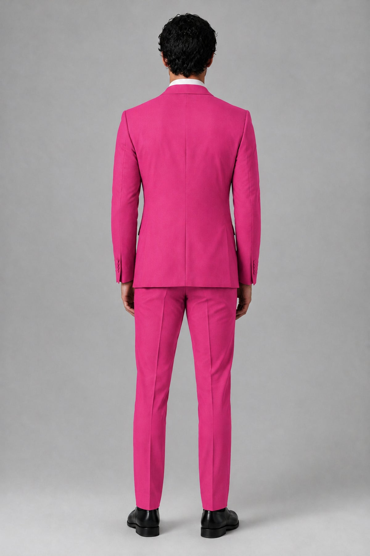 Bolodoo Men's Hot Pink 2-Piece Suit – Notch Lapel Jacket & Trousers - Hot Pink - Hot_Pink_4