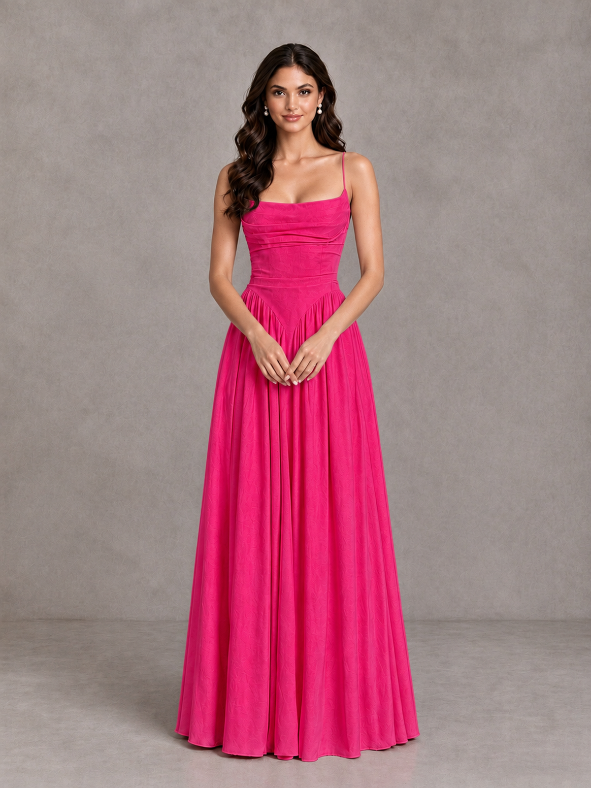 BOLODOO Hot Pink Lace-Up Back A-Line Bridesmaid Dress - Hot Pink - Hot Pink_4
