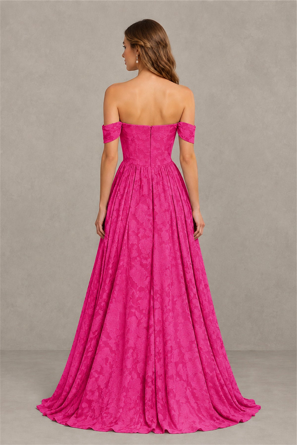 BOLODOO Hot Pink Off-Shoulder Floral A-Line Maxi Dress - Hot Pink