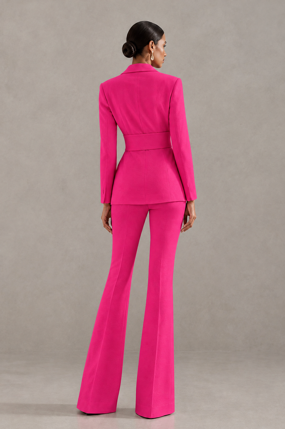 BOLODOO Hot Pink Two-Piece Pantsuit with Tailored Blazer & Flared Pants - Hot Pink - Hot Pink (2)
