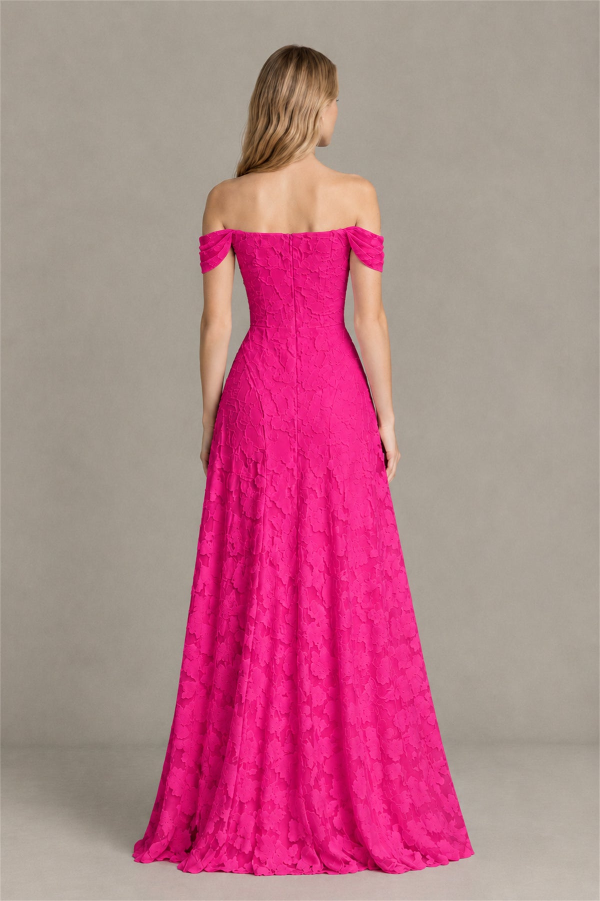 BOLODOO Hot Pink Off-Shoulder Pleated A-Line Maxi Dress Floral - Hot Pink