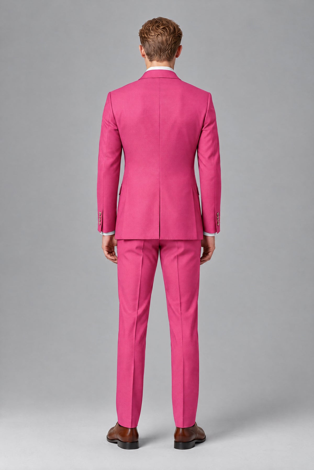Bolodoo Men's Hot Pink Double-Breasted 2-Piece Wedding Suit - Hot Pink - Hot Pink (3)