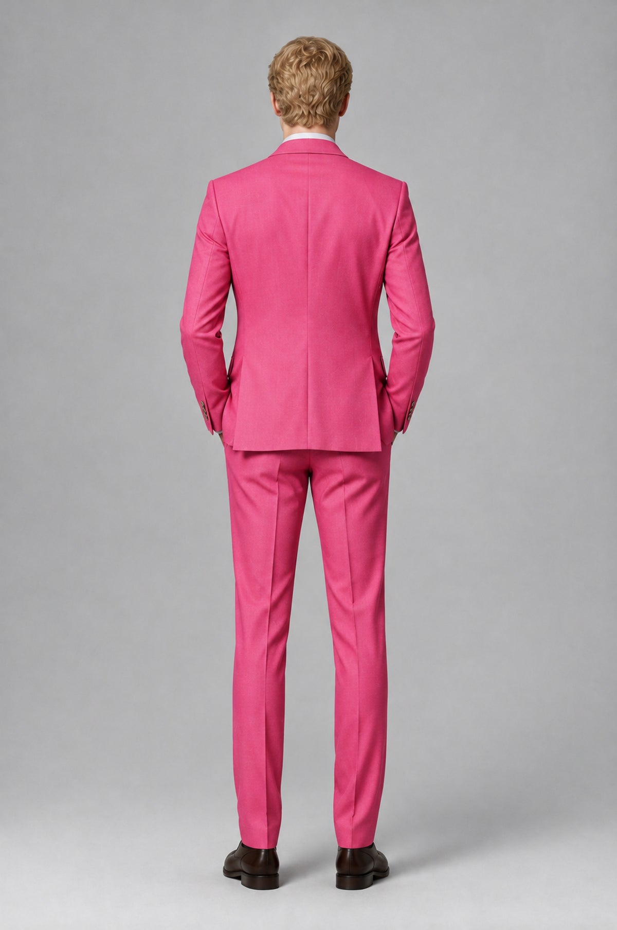 Bolodoo Men's Hot Pink Two-Piece Suit with Notch-Lapel Jacket and Trousers - Hot Pink - Hot Pink (5)