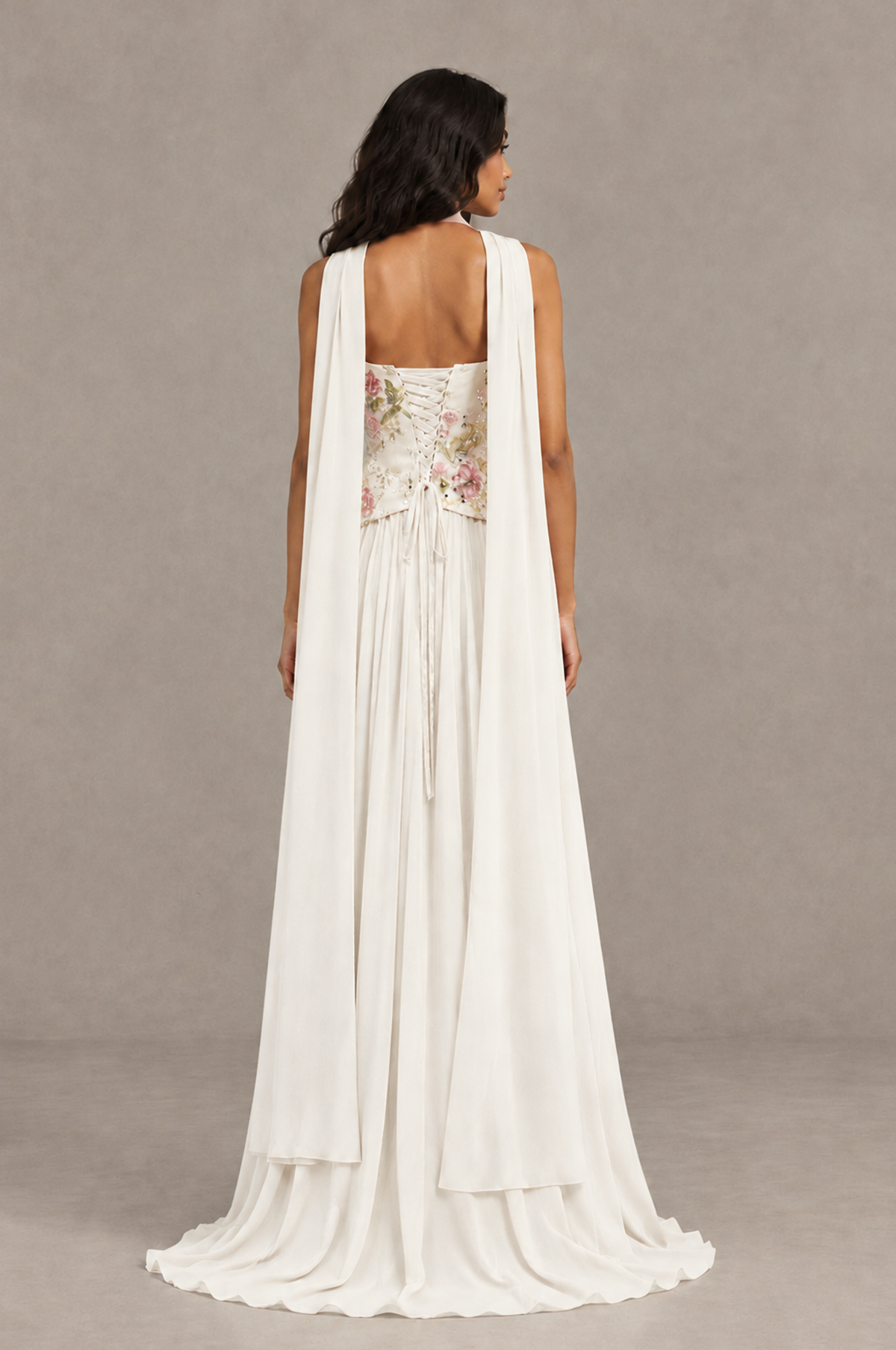 BOLODOO Ivory Strapless Beaded Floral Corset Chiffon Maxi Gown – Open Back Prom & Formal Evening Dress - Ivory - Ivory_02
