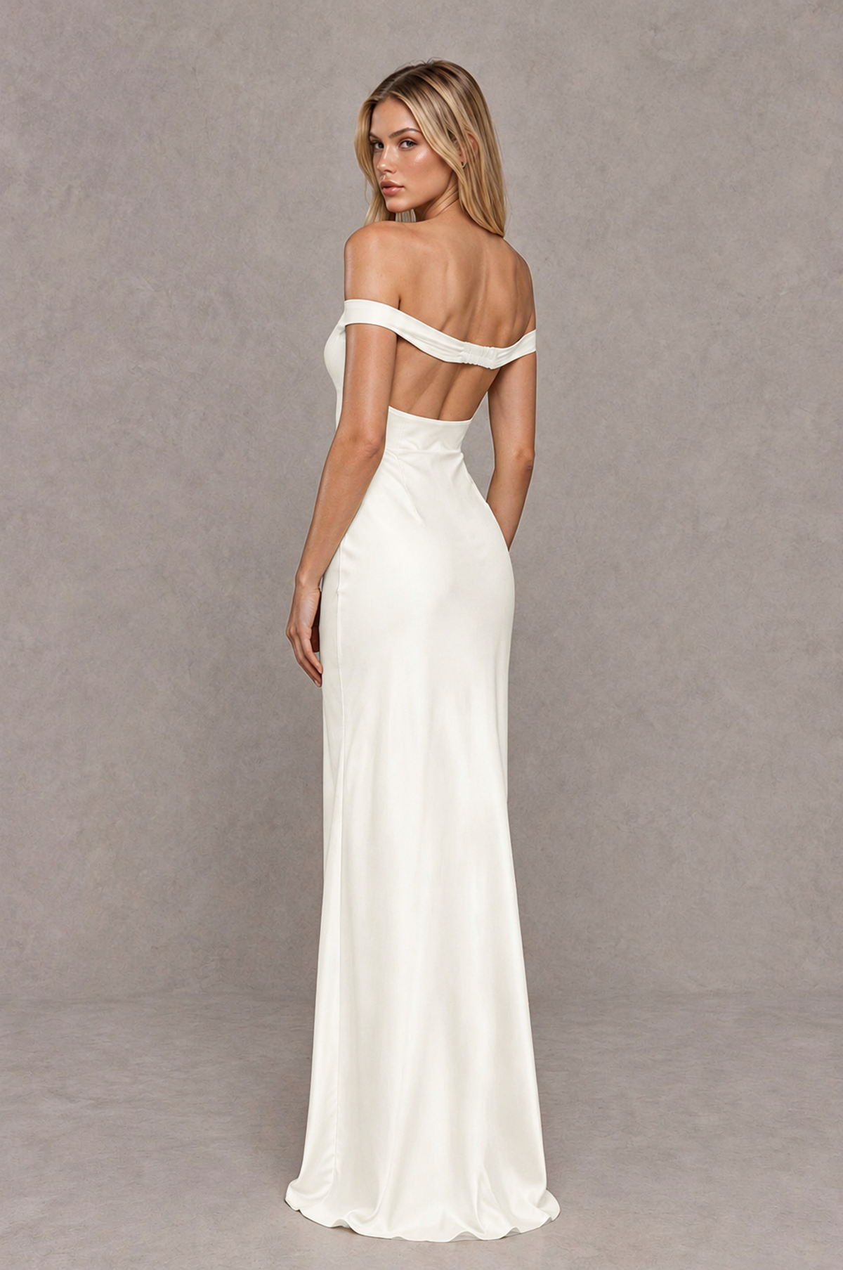 BOLODOO Ivory Off-Shoulder Open-Back Satin Evening Gown - Ivory - Ivory_02