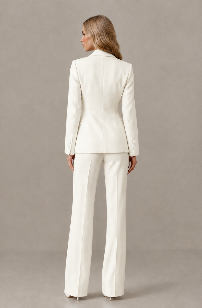 BOLODOO Ivory Women's Three-Piece Pantsuit with Blazer & Vest - Ivory - Ivory_02