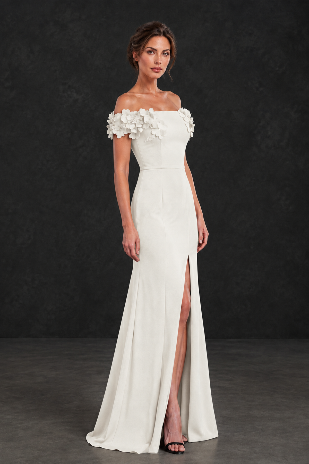 BOLODOO Ivory Off-the-Shoulder Mother of the Bride Dress with Floral Appliques - Ivory - Ivory_03