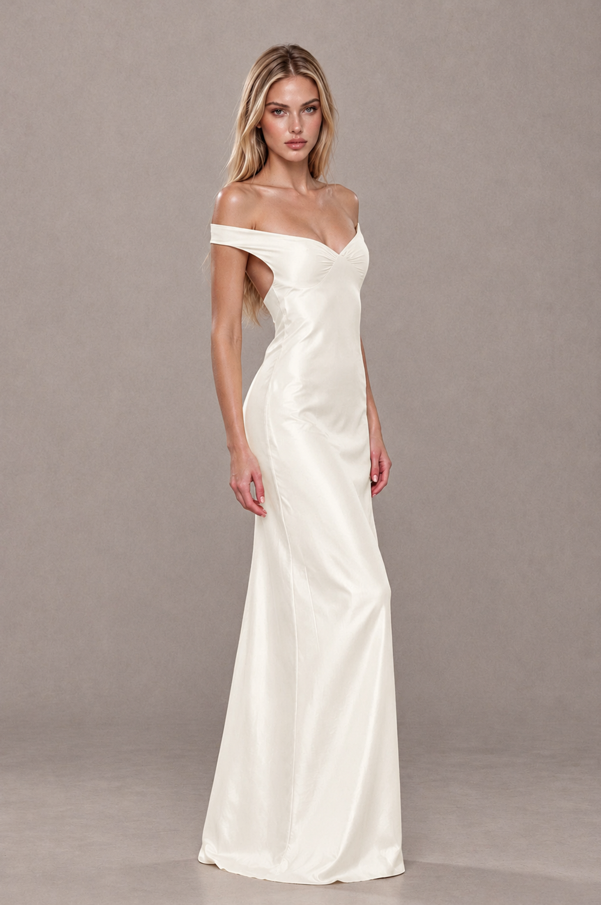 BOLODOO Ivory Off-Shoulder Open-Back Satin Evening Gown - Ivory - Ivory_04