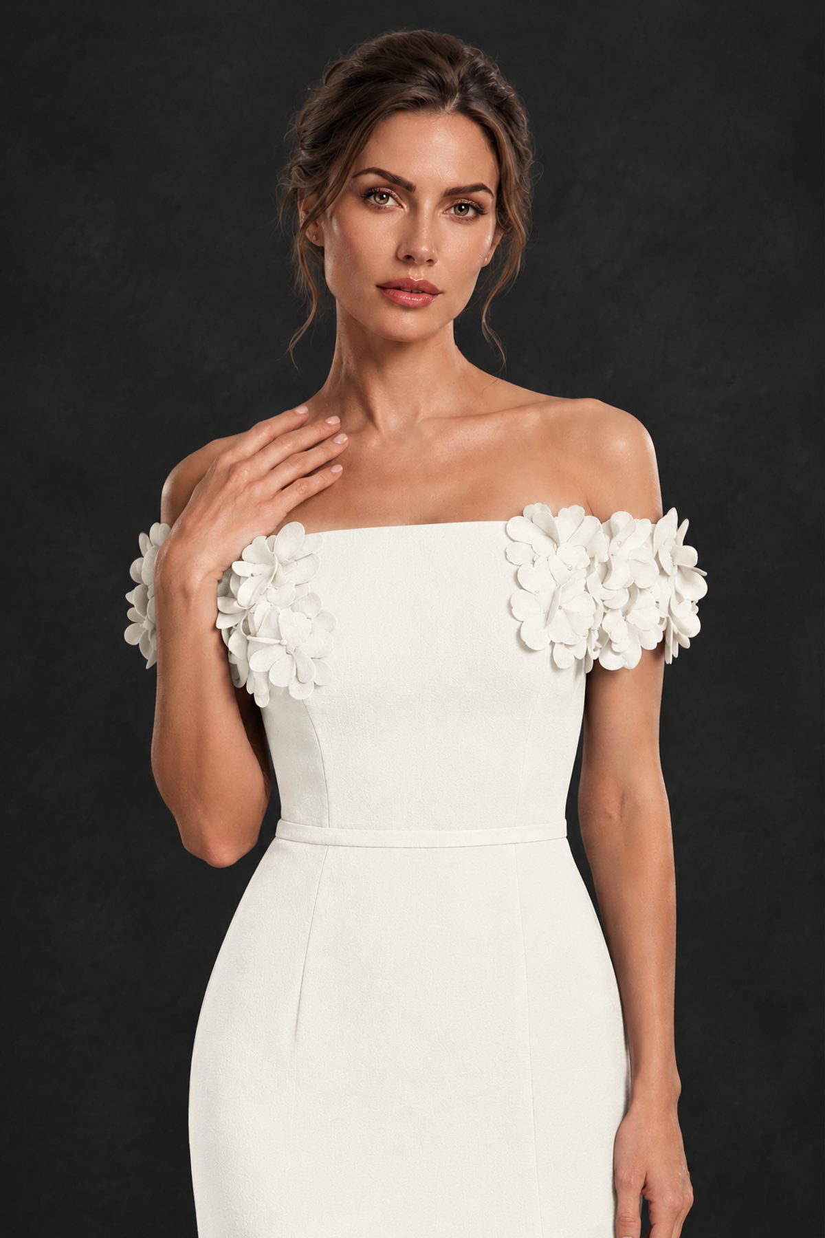 BOLODOO Ivory Off-the-Shoulder Mother of the Bride Dress with Floral Appliques - Ivory - Ivory_04