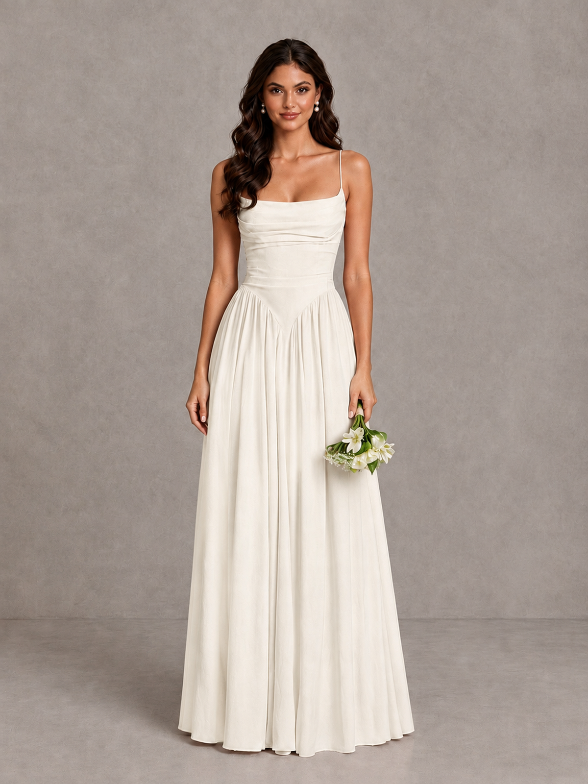 BOLODOO Ivory Lace-Up Back A-Line Bridesmaid Dress - Ivory - Ivory_1
