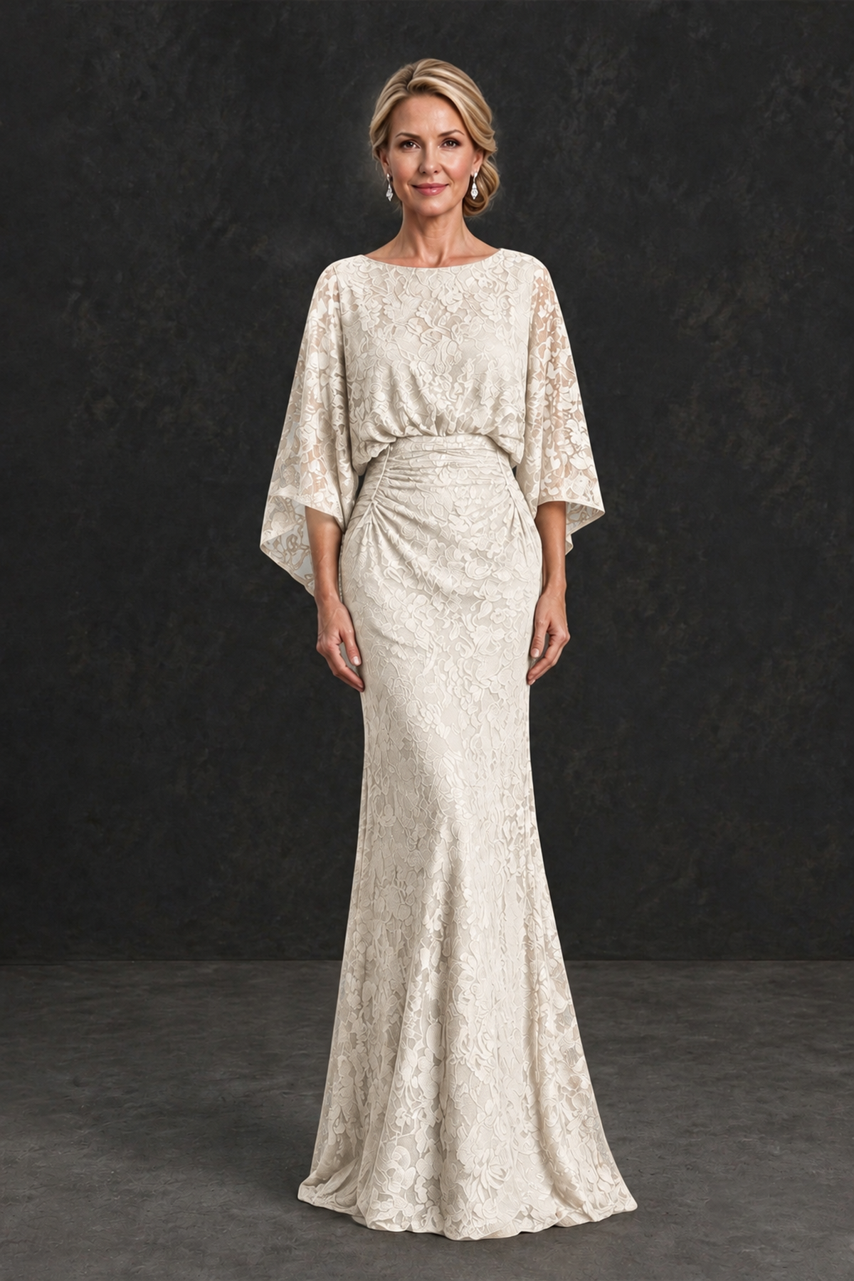 BOLODOO Ivory Lace Flutter Sleeve Mother of the Bride Dress - Ivory - Ivory_1