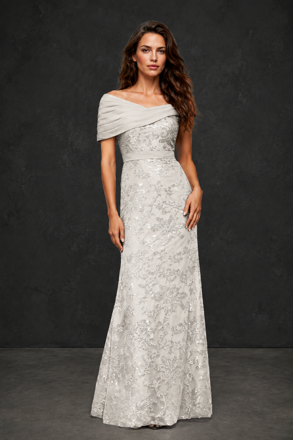 BOLODOO Ivory Off-Shoulder Sequin Lace Mermaid Evening Gown | Mother of the Bride Formal Dress - Ivory