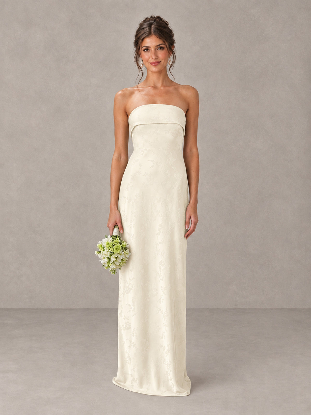 BOLODOO Ivory Strapless Floral Bridesmaid Dress - Ivory - Ivory_1
